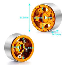 4PCS 1.0" Metal Wheel Rims Tires Upgrade for RC Axial 1/24 SCX24 Crawler Car
