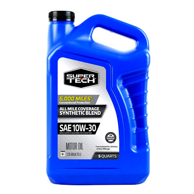 Super Tech All Mileage Synthetic Blend Motor Oil SAE 10W-30, 5 Quarts x2pack
