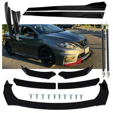 Front Splitter Bumper Lip Spoiler For Nissan Sentra Strut Rod Side Skirt Glossy
