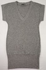 Twenty One V-Neck Cap Sleeve Fitted Dress Gray Large Women