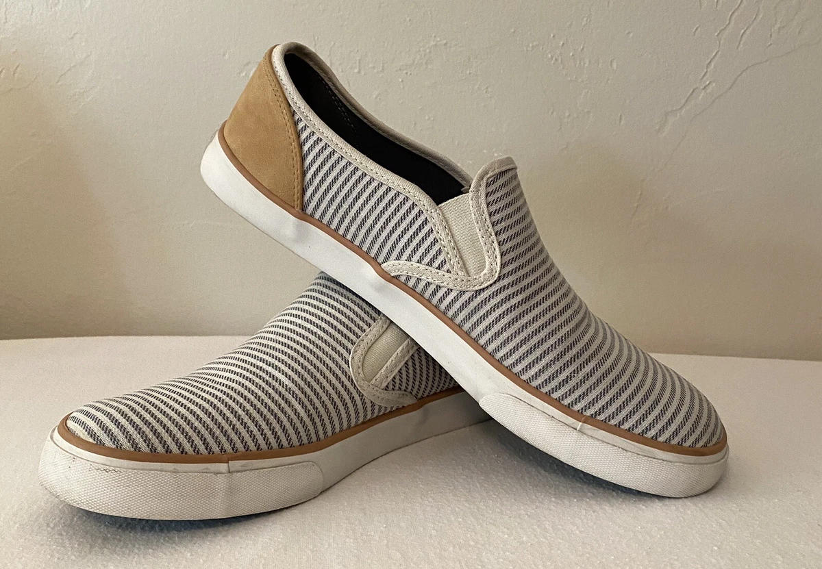 American Eagle Women s Loafers Canvas Blue White Striped Slip On Size 8 eBay