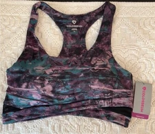 COLOSSEUM Poppy Active Support Black Purple Sports Bra NEW Womens Medium