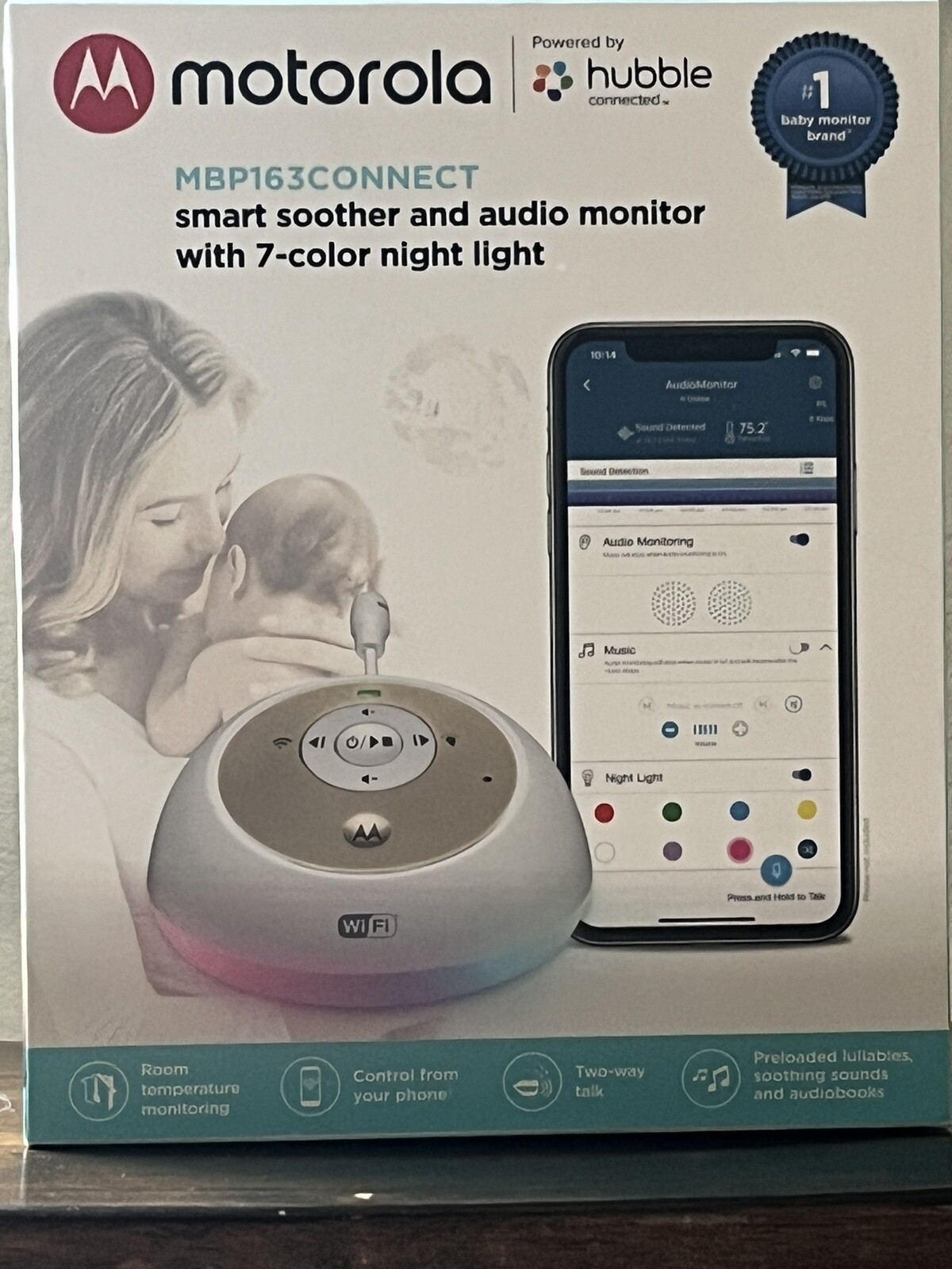 Motorola Smart Soother and Audio Baby Monitor with 7-Color Night Light