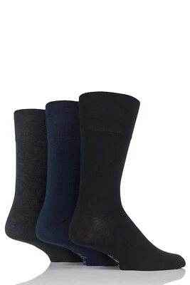 SOCKSHOP Gentle Grip Men's Plain Comfort Cuff Socks Various Colours- 3 Pair Pack