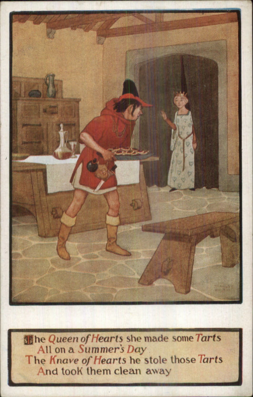 Nursery Rhyme Queen of Hearts Made Some Tarts RN 2083 Postcard c1910