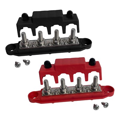 5/16'' 4 Post Power Distribution Block Bus Bar - 250A Marine Auto Solar Wiring M8