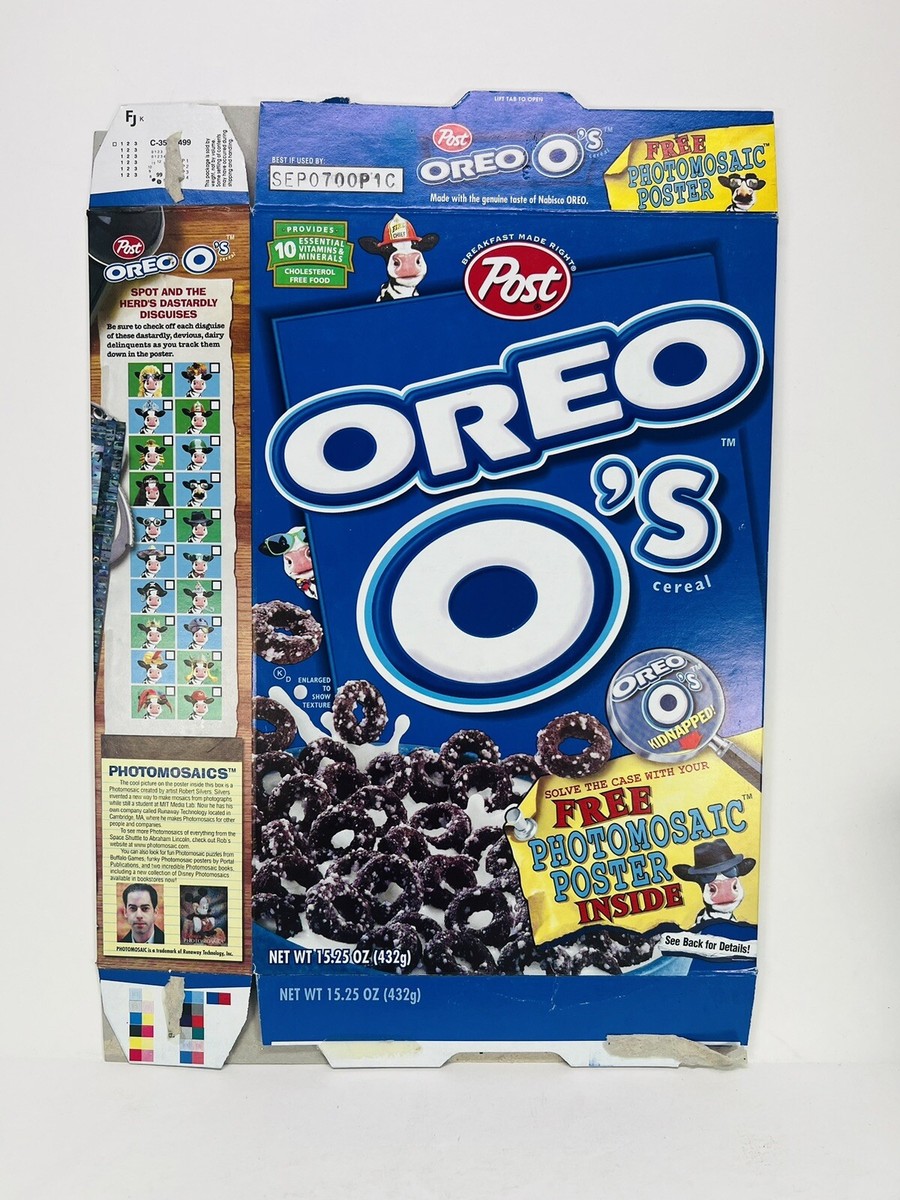Oreo O's Flattened Cereal Box With Photomosaic Poster vintage 1995