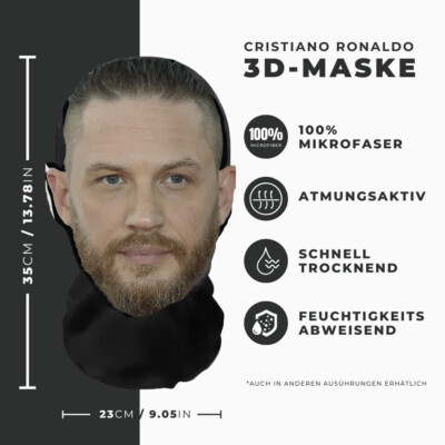 Realistische Tom Hardy 3D-Druck Vollgesichtsmaske   Atmungsaktiv, leicht