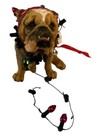 a…Bulldog Puppy Wrapped With Christmas Lights 2.5 In Tall Missing Antlers