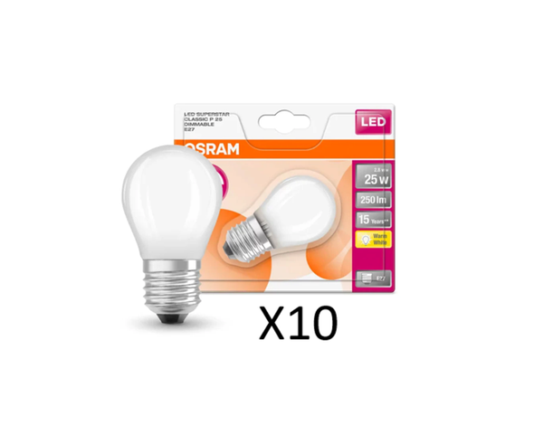 10 StüCk Osram Led Tropfenlampen 2,8W(25W) 827 250Lm Matt Dim E27-image