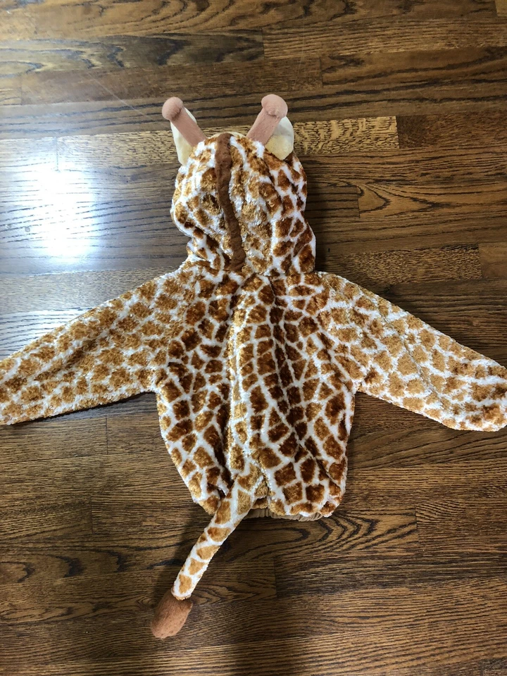 长颈鹿服装毛绒连帽幼儿尺寸 4T 万圣节装扮男孩/女孩 — 第 4/4 张图片