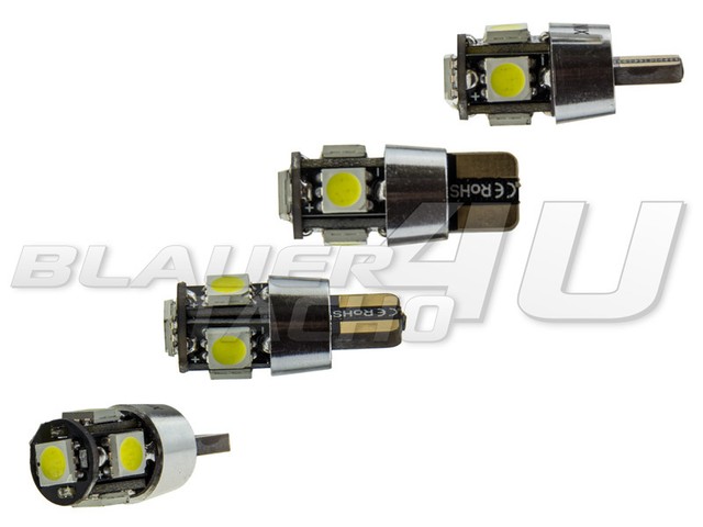 2x 5 SMD LED XENON weiß w5w T10 Glassockel CheckControl CAN-Bus Kein Standlicht