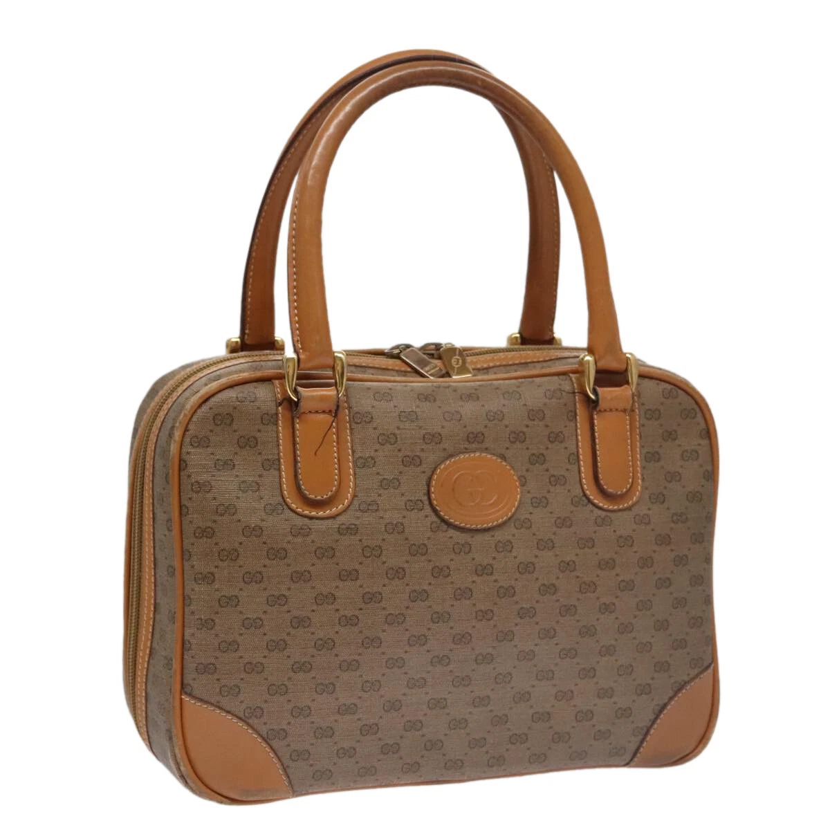 Sac à main GUCCI Micro GG Supreme PVC cuir beige or authentique ep6917