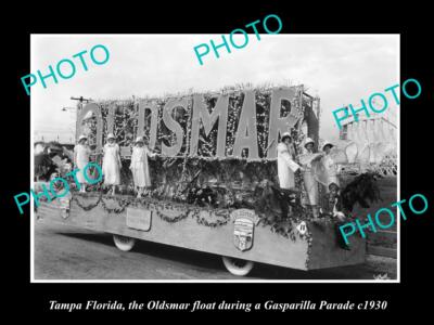 OLD LARGE HISTORIC PHOTO OF TAMPA FLORIDA THE OLDSMAR PARADE FLOAT c1930