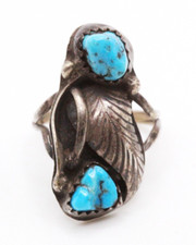 Vintage 60's Sterling Silver Native American Navajo Harvey Era Turquoise Ring