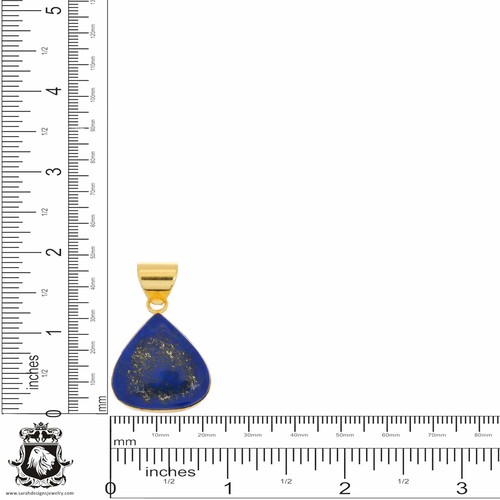 Lapis Lazuli 24K Gold Plated Pendant 3mm Snake Chain GPH1227 - Picture 4 of 10