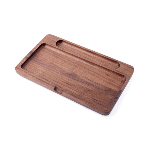 Walnut Tobacco Rolling Tray Handcrafted Wood Smoking Tray Man Cave Accessory - 第 20/20 張圖片