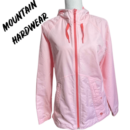 MOUNTAIN HARDWEAR Pink & White Windbreaker Jacket, Soft Lightweight Feel, Size S - Picture 1 of 11