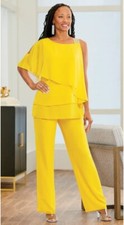 10 Ashro Yellow Formal Spring Summer Wedding Church Easter Party Elle Pant Suit
