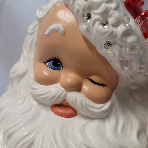 Vintage Ceramic Light Up Winking Santa Claus Figurine 15" Plug-in w Peg Lights - Picture 2 of 18