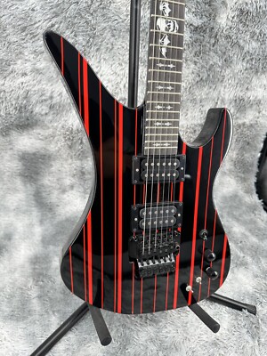 Schecter Synyster Custom-S Electric Guitar, Black-Red Stripe Finish,