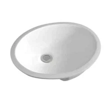 White Ceramic Undermount Bathroom Sink Oval Classic Vanity, 17'' x 14'' x 7''