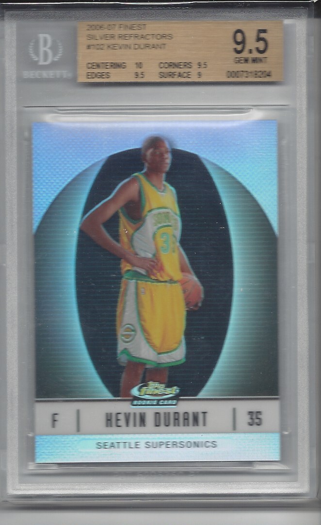 KEVIN DURANT 2006-07 TOPPS FINEST SILVER REFRACTOR RC #D 279/319 BGS 9.5 GEM MT