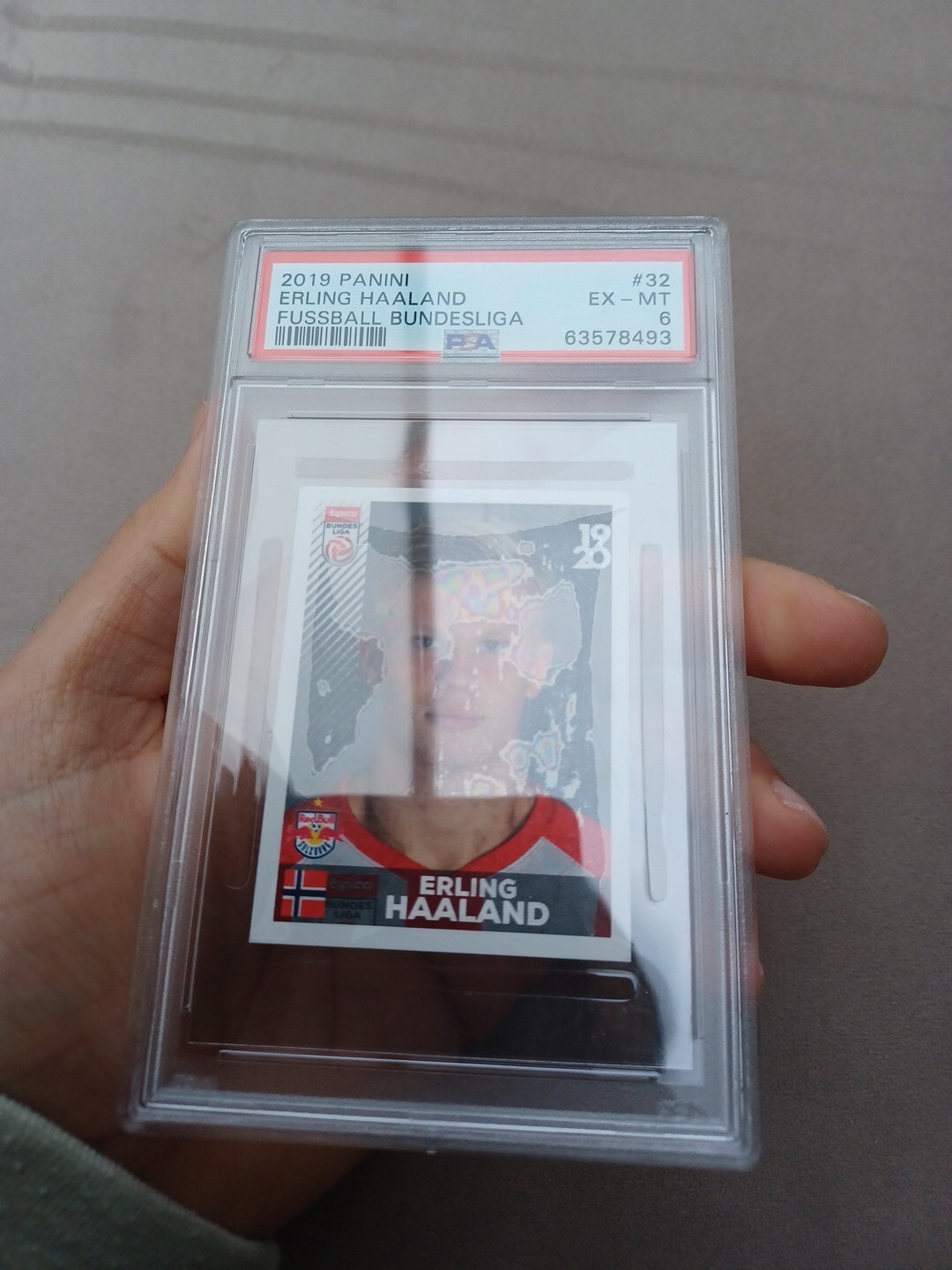 Erling Haaland Rookie #32 Panini Football 2019-20 Image PSA 6 RC view 2