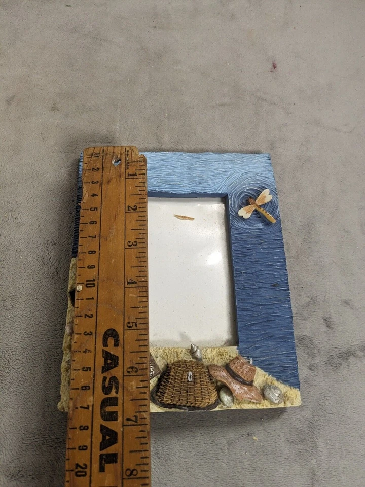 Nautical Coastal Sea Life 4.5" x 2.5” Sand Fishing Seashells Beach Photo Frame - Image 2 of 4