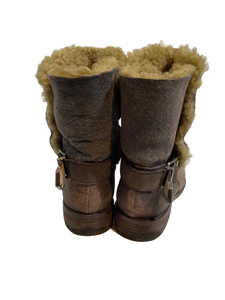 Matt Bernson Women's 9M Tundra Genuine Shearling Leather Boots Belted Excellent - Image 2 of 4