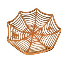 Plastic Party Orange Spider Web Halloween Bowl Candy Basket