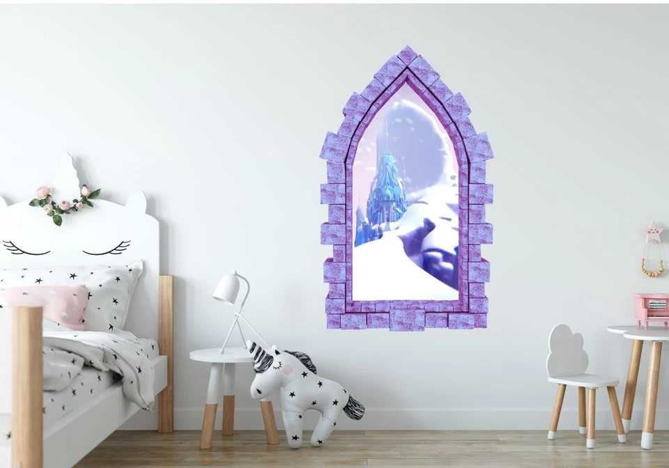 Adesivo de parede Castle Window Disney Frozen 3D janela Elsas Ice Castle - Imagem 2 de 4