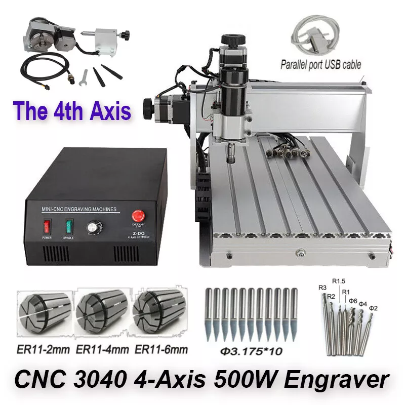 CNC 3040 4 Axis 500W Engraving Machine Cutting Router Engraver USB CNC Cable