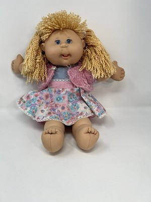 Cabbage Patch Kids Doll Blonde Blue Eyes 2004 Dress Sweater Hair Bows