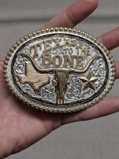 vintage MONTANA SILVERSMITHS belt buckle TEXAS long horn WESTERN steer lone star