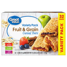 Great Value Fruit  Grain Cereal Bars, Variety Pack, 1.3 oz, 32 Count......