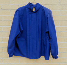Vintage Bedford Fair Midnight Blue Pleated Dressy Blouse 40" Bust