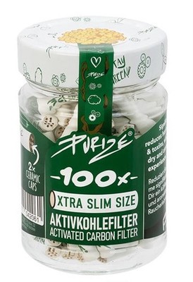 PURIZE  Aktivkohlefilter XTRA Slim ø 5,9mm 100er Glas Keramikkappen Filter Tips