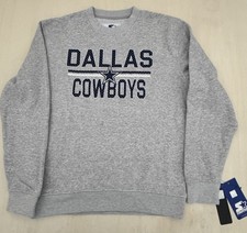 Dallas Cowboys NFL Starter Crewneck Sweatshirt Logo Gray Size Medium NWT