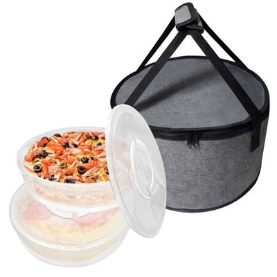 Aufind 12'' 2 Pack Pie Carrier with Lid and Insulated Food Carrying Case Grey 