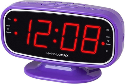 HX-153CR PLL AM/FM Radio Alarm Clock, 1.8'' LED Display, Bluetooth, Auto Time Syn