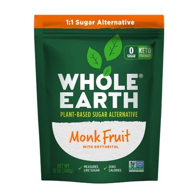 WHOLE EARTH Monk Fruit Sweetener with Erythritol, Plant-Based Sugar Alternati...