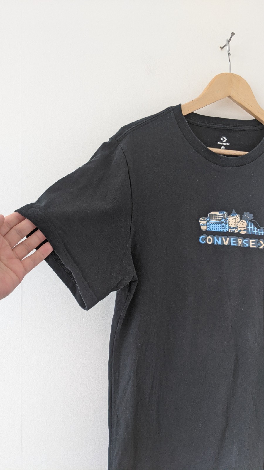 Black Navy Blue‑Grey Converse NY burger Graphic Tee – L image 10