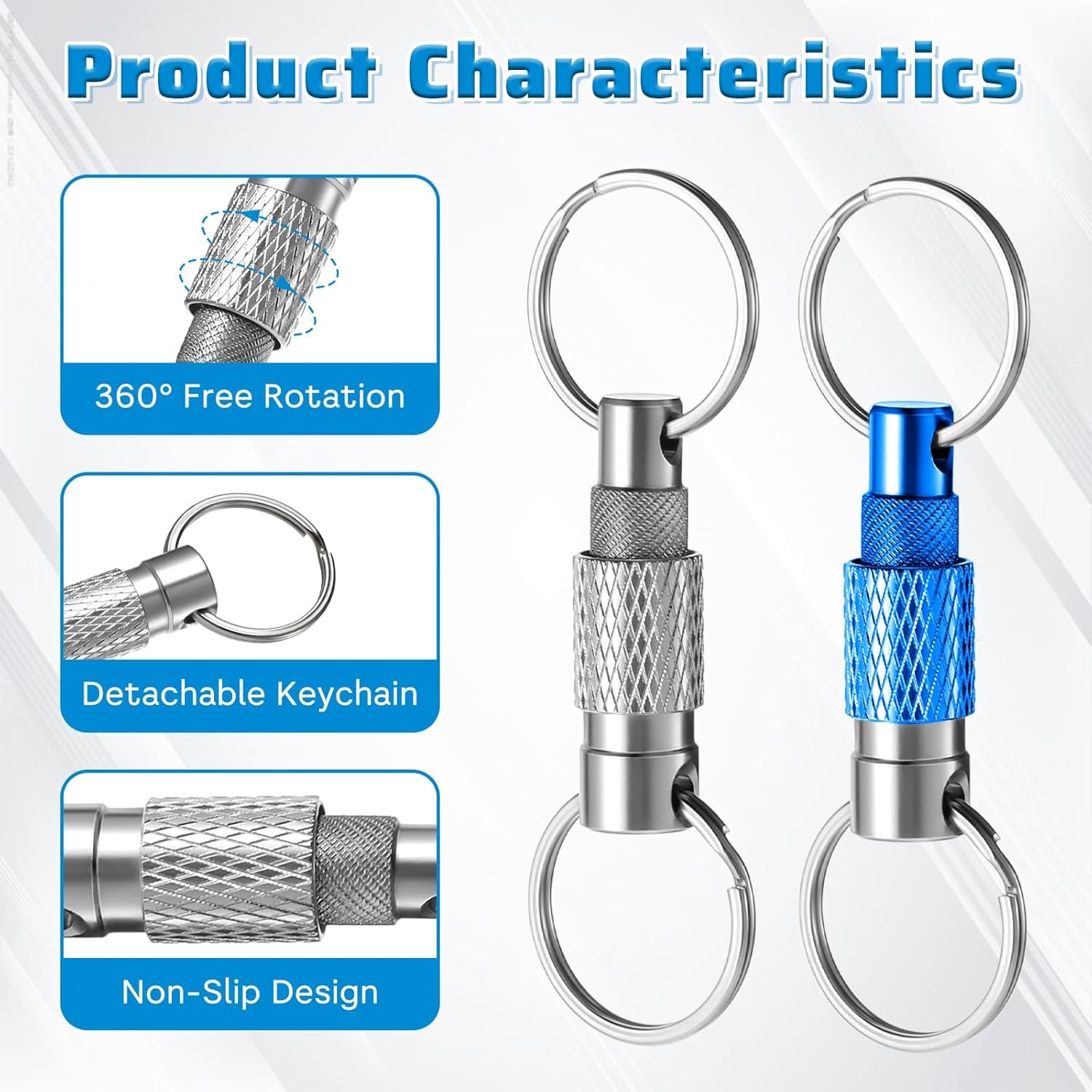 Quick Release Keychain for Men, 4 Pack Detachable Key Ring Quick Release