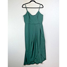 Lulus Reinette Green Midi Slip Dress L Christmas Holiday Party Event Wedding NWT