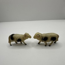 Vintage Japan Celluloid Sheep Ram Farm Animal Lot X 2 Near Mint Plastic