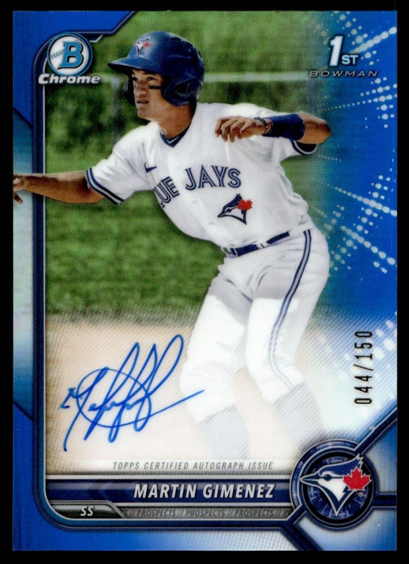 2022 Bowman Chrome 1st BLUE Refractor Martin Gimenez Auto /150 Jays #CPA-MGZ C70
