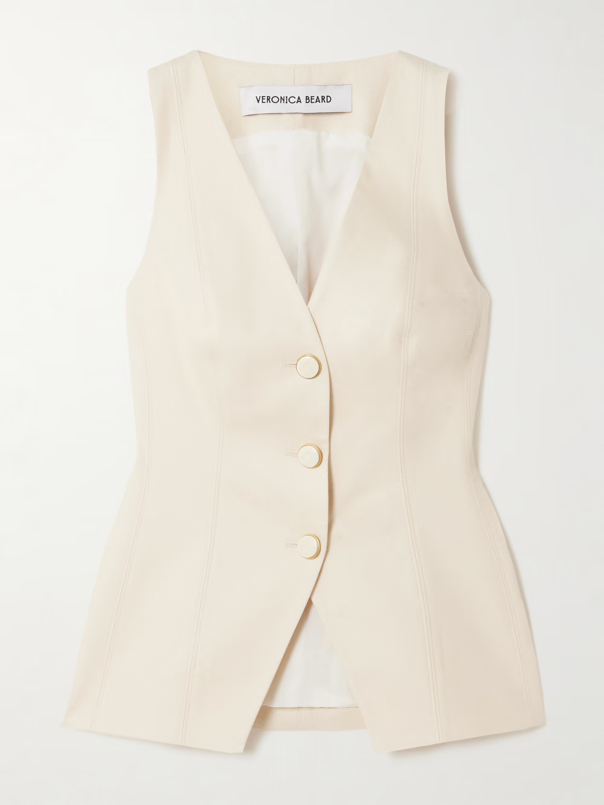 NEW, Veronica Beard Avalina Lyocell-blend vest-Ecru Size 12 #SJ2481
