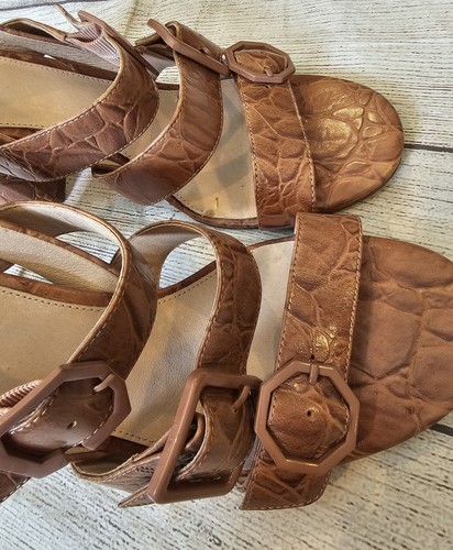 Louise et Cie Size 9.5 Loni Block Heel Crocodile Slingback Shoes 4 Inch Heel - Picture 3 of 9