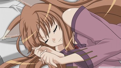 Anime girls spice and wolf holo closed eyes brunette Custom Gaming Mat Desk